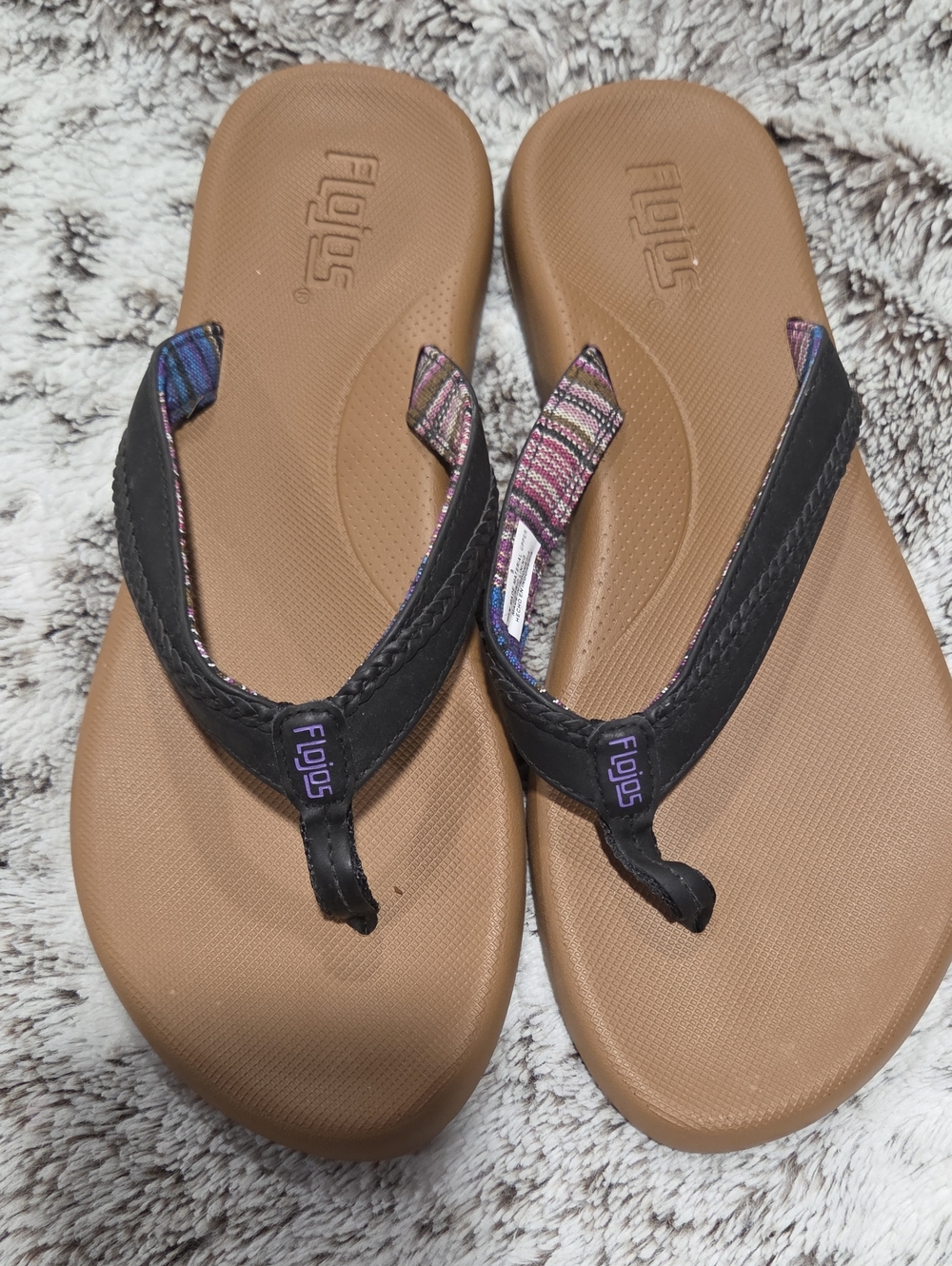 Flojos Women's Black and Tan Sandal Flip Flops